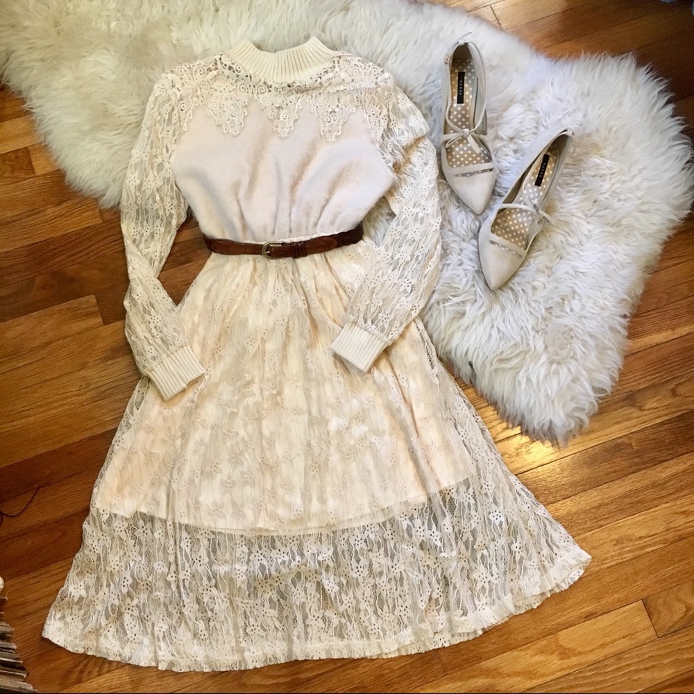 Cream lace party dress